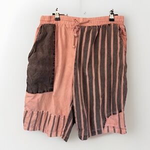 Vintage 90s Men's Shorts M Colorblock Pink Gray Drawstring 10" Surfer‎ Skater